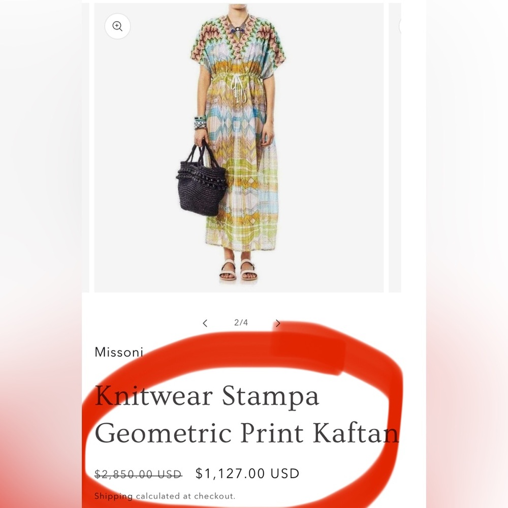 Missoni Stampa Foliage Leaves Print Kaftan |Size 44 , US Size 12/14 - Picture 16 of 17